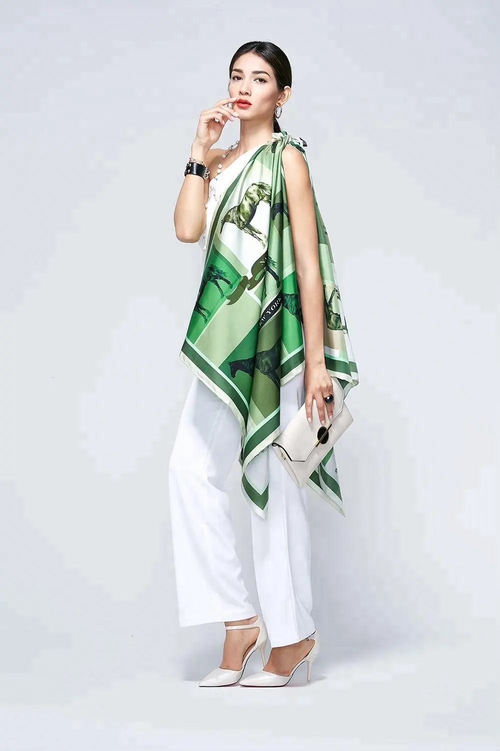 Hangzhou Factory Custom Digital Printed Square Twill Silk Scarves For Ladies
