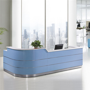 Muebles de Recepción Económicos, Muebles de Oficina Modernos de Lujo de Madera Curvada en Forma de L, Muebles de Oficina Blancos para Oficina, Hotel y Hogar, Madera Maciza - Product Image 2