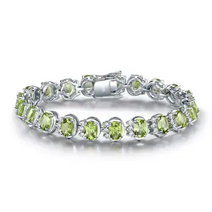 18.9ct Natural Peridot Bracelets For Women 925 Sterling Silver Chain Link bracelet Wedding Gemstone Fine Jewelry