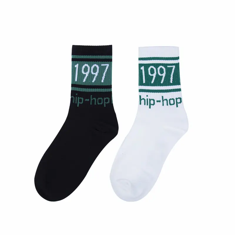 Marca 1997 hip-hop meias de algodão masculinas, esportes europeus e americanos