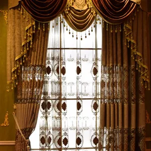 High quality latest designs embroidery sheer curtain for living room