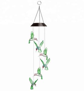 Best Seller Garden Yard Decorative Gift Hummingbird/Angel/Ball/Tube/Dragonfly/Moon RGB Solar Led Wind Chime