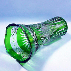 Tuổi Bohemian <span class=keywords><strong>Czech</strong></span> Nghệ Thuật Deco Cắt Kính Màu Xanh Lá Cây Bình - Product Image 5