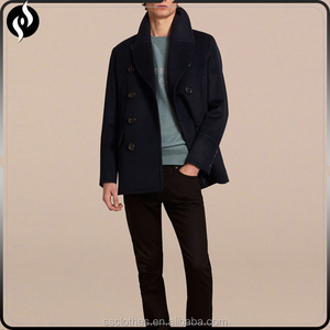 Mejor calidad de diseño cruzado clásico negro solapa chaquetón de lana de cachemira de los hombres - Product Image 4