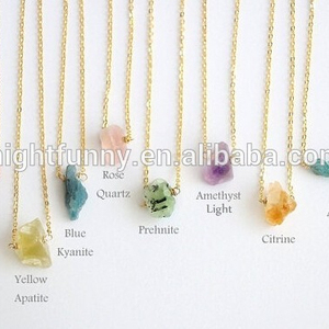 Colar de pedra preciosa de cristal cru, aquamarine, ametista, quartzo rosa, citrino, prehnite - Product Image 5