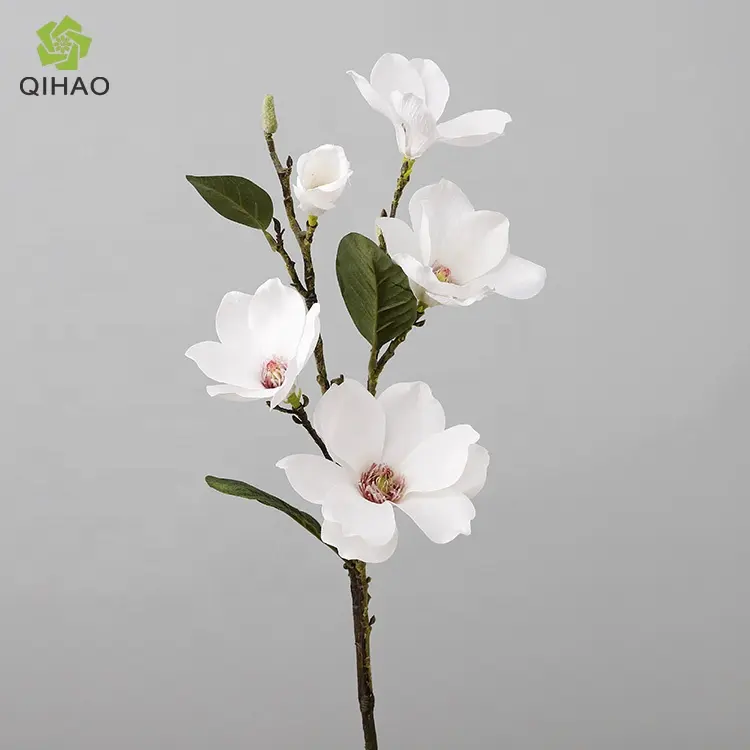 Top verkoop prijs zijde 5 heads single stem kunstmatige magnolia bloem voor decoratie