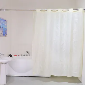 Şık su geçirmez Polyester kumaş bej renk ekstra uzun kancasız duş perdesi