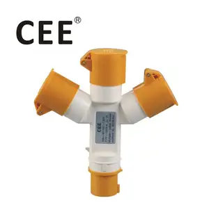 CEE 16A 2P+E IP44 3 way multiple plug 110v industrial multifunctional socket 3 way splitter