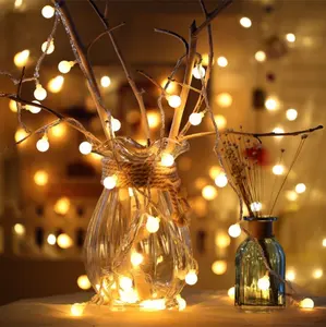 3M 6M Garland Xmas LED Ball String Light AA Battery Operated 10 20 40 LED Fairy LightsためChristmas Tree Wedding Party Decor