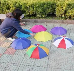 Promotionele aangepaste kleurrijke mini opvouwbare regen zon hard hoofd hoed paraplu