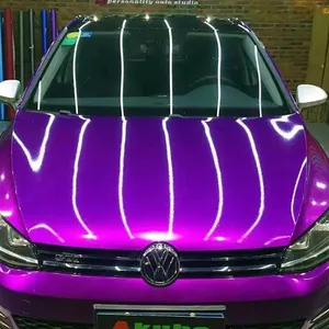 Tianhanhao — emballage en vinyle pour carrosserie de voiture, matériel PVC violet brillant, couleur bonbon, sans bulles d'air, 1.52x18m