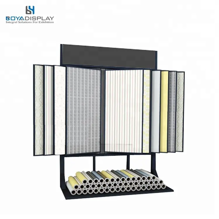 Custom Process Customized Flip Carpet Rug Rack Wallpapers Display Page Rack Showroom Use Stand