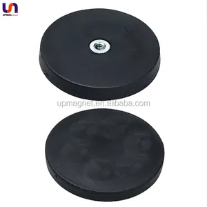 Magnets Black Customized D22 D88 Internal Thread China Factory N52 Neodymium DC Motor Powerful Black Rubber Coated Small Round Cup Pot Magnet