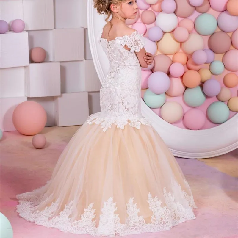 Boutique Wholesale Kids Girls Maxi Long Mermaid Dress Ball Gown Princess Wedding Long Party Dresses Ball Gowns for Children