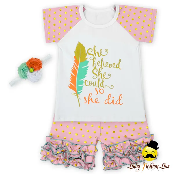 66TQZ258-65 Yihong Infant & Kleinkinder Gold Dot Icing Kurze Outfits Kinderbekleidung Großhandel Sommer Kinder Kleidung Thailand