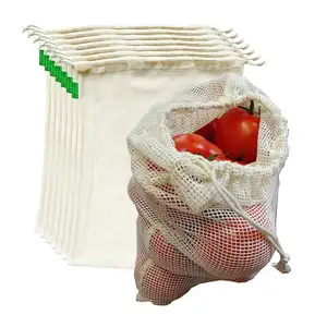 Topverkopers Voor Jiade Gerecycled Produceren Biologisch Katoenen Gaaszakken Voor Groenten En Fruit