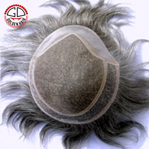 2015 de calidad superior 100% del pelo humano mens tupé de pelo <span class=keywords><strong>gris</strong></span> - Product Image 1