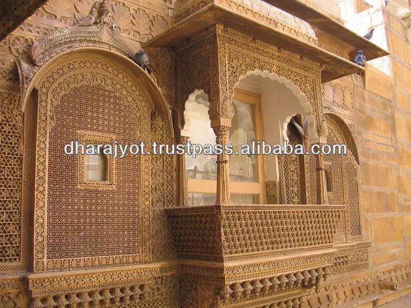 Jaisalmer песчаник дизайн Jharokha резьба работа