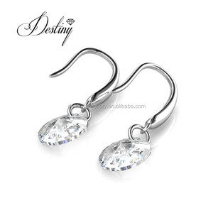 Boucles <span class=keywords><strong>d</strong></span>'oreilles pendantes rondes colorées Daisini ornées de cristaux <span class=keywords><strong>Swarovski</strong></span> en argent sterling 925 accessoire de bijoux pour femme - Product Image 4
