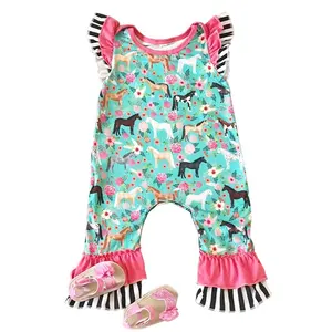 Wholesale Horse Romper Jumper Toddler Baby Girl Boutique Outfit Infant Baby Clothes