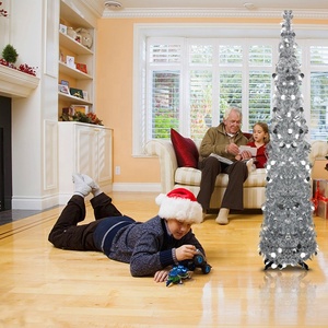 Nuovi prodotti per 2024 pieghevole Pop Up artificiale decorativo argento albero di natale - Product Image 1