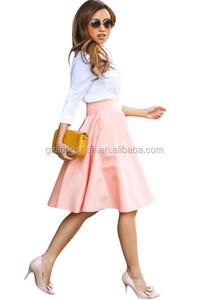 Vintage Stretch High Waist Plain Skater Flared <strong>Pleated</strong> Long <strong>Skirt</strong> Women <strong>Skirt</strong> - Product Image 3