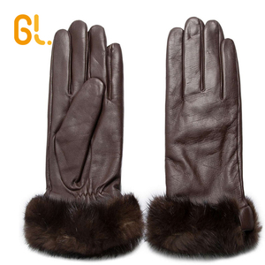 GL — gants en cuir et fourrure de vison pour <span class=keywords><strong>femme</strong></span>, gantelets de <span class=keywords><strong>luxe</strong></span>, de qualité supérieure, pour l'<span class=keywords><strong>hiver</strong></span> - Product Image 3