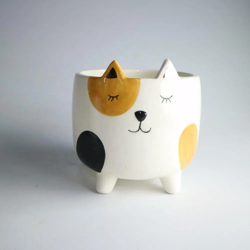 Cute ceramic cat planter animal pot