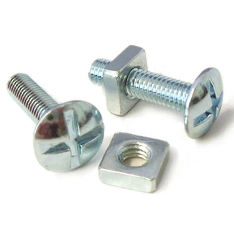 M8 ROOFING BOLTS SQUARE NUTS CROSS SLOTTED MUSHROOM HEAD ROOF BOLT ZINC 