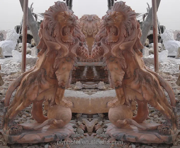 屋外大理石手彫り大きな石大理石ライオン像