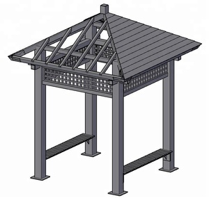 <strong>Fixed</strong> Solid Flat Roof Decorative Waterproof WPC Garden Pavilion Wooden <strong>Gazebo</strong> for Sale - Product Image 1