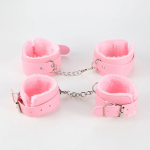 SacKnove prodotto per adulti PU Leather Restraint Foot Fetish polsini alla caviglia da polso Set donna peluche Furry Sex Toys Bondage manette - Product Image 5