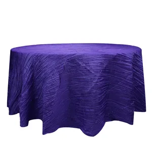 Purple Willow Crinkle Taffeta Round Tablecloth Wedding Decorative
