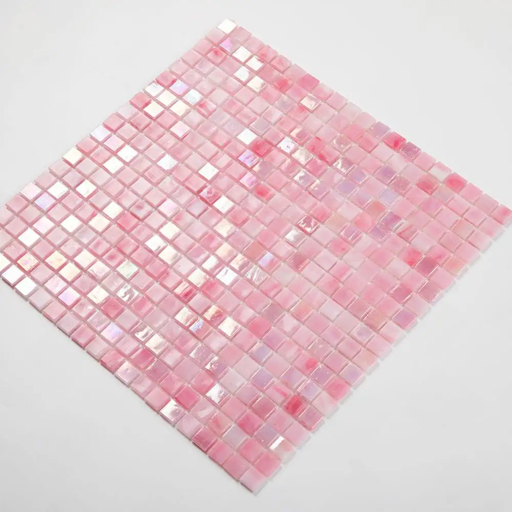 Soulscrafts Pink Square Glass Mosaic for Swimming Pool