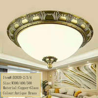 Lámpara LED de techo de cobre vintage moderna con base de latón y pantalla de cristal, clasificación IP65 para el hogar, la Oficina, el comedor y la sala de estar