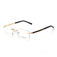 Llanta menos gafas óptico titanio, hecho a mano metal especificaciones marco