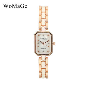 Womage Donne di Marca Braccialetto Orologi Due Strati Della Lega Cinghia Della Signora Elegante Piazza Shell Quadrante Quarzo di Lusso Del Diamante di Modo Della Vigilanza Calda - Product Image 1