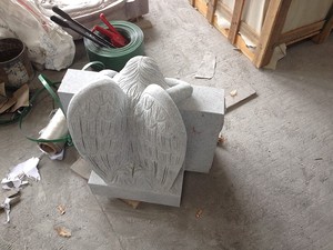 G9402 granito gris tamaño real bebé llorando estatua de Ángel inclinado lápidas tumba lápida - Product Image 3