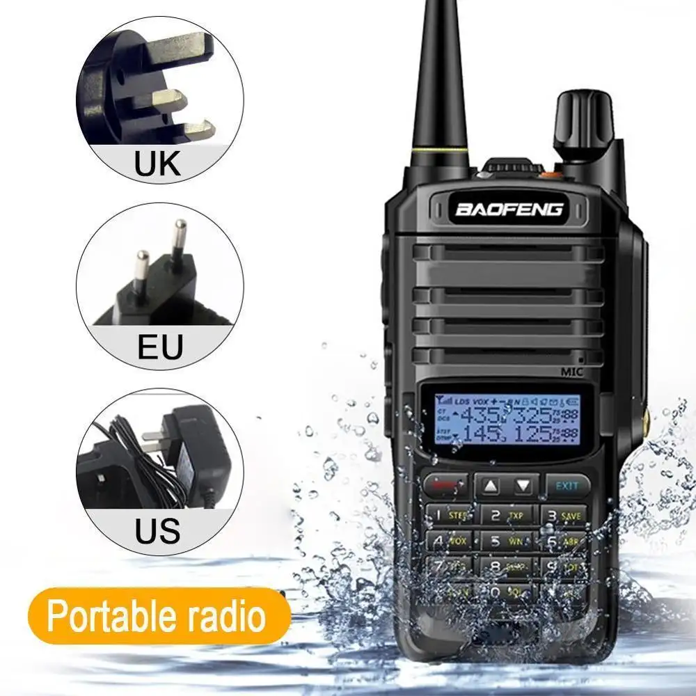 Baofeng-Walkie Talkie CB de alta potencia, radio de dos vías de mano, VHF, UHF, banda dual, 10km de largo alcance