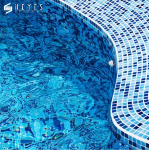 Китайская керамическая настенная и напольная синяя мозаичная плитка для бассейна, фарфоровая плитка