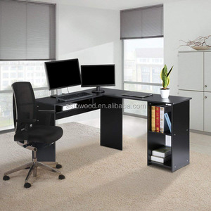 <span class=keywords><strong>L</strong></span>-образный компьютерный угловой стол современного дома офисных Арм с Mute раздвижной лоток для клавиатуры и <span class=keywords><strong>2</strong></span>-книжная полка - Product Image 3