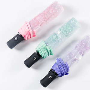 Phụ Nữ Hàn Quốc Phong Cách Điều Khiển Bằng Tay <span class=keywords><strong>3</strong></span>-Fold Rõ Ràng Nhựa Xử Lý Ô Thời Trang Gấp Thiết Kế Cho Cửa Hàng Sử Dụng - Product Image 2