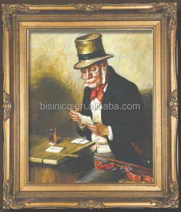 Pintura al óleo de retrato enmarcado de madera de hoja de oro antigua, imagen de decoración de montaje en pared - Product Image 4