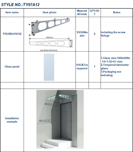 Стеклянная навесная дверная фурнитура, комплект стеклянных навесов из нержавеющей стали - Product Image 6