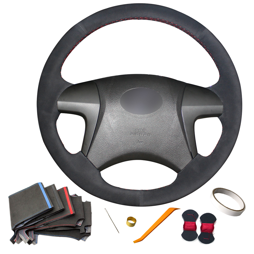 Прошитый вручную замшевый чехол на руль для Toyota Highlander Camry 2007 2008 2009 2010 2011 2012 2013 2014