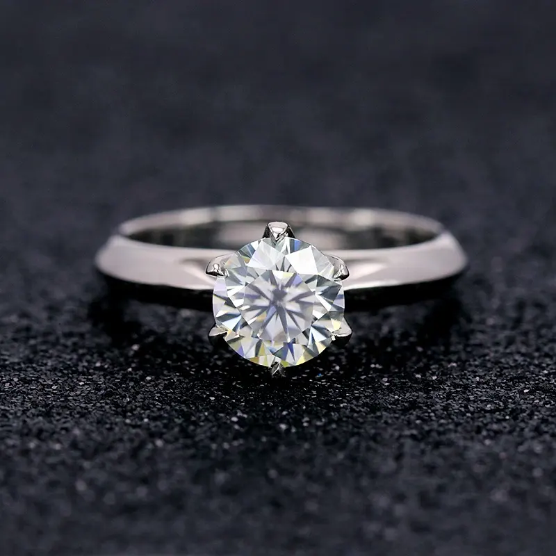 6 коготь специальные стерео простой алмазов S925 серебро Муассанит Искусственный драгоценный камень кольцо с бриллиантом