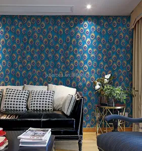 美丽的孔雀羽毛图案客厅卧室壁纸家居装饰