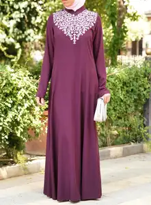 New Arriving Islamic Womens Clothing Flower Vine Embroidered Dubai Abaya Online Shopping