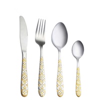 Couverts modernes en Inox, vert et or, 40 pièces, couverts fins, en acier inoxydable, pour Table, cuchilo, plaqué or