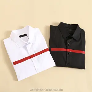 OEM Men's high collar adult group male black white cotton slim fit dress shirt for men